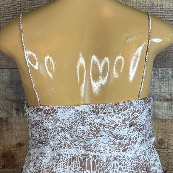 Ann Taylor LOFT Brown White Spaghetti Strap Dress Size 8 - Picture 8 of 12